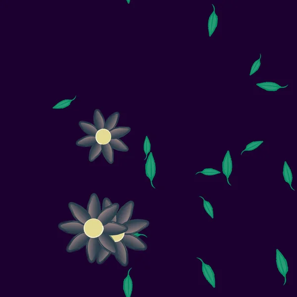 Flores Con Hojas Fondo Sin Costuras Ilustración Vectorial — Vector de stock