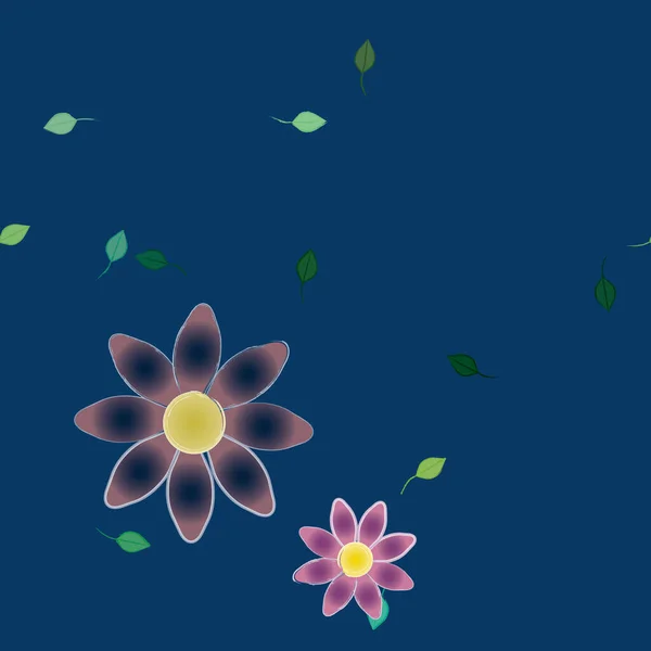 Letnie Kwiaty Płatki Liśćmi Tło Wektor Ilustracja — Wektor stockowy