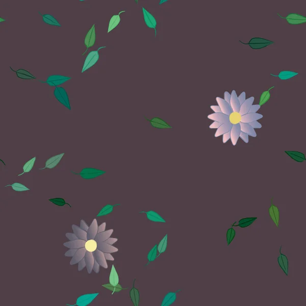 Vector Ilustración Flores Verano Pétalos Con Hojas Fondo Botánico — Archivo Imágenes Vectoriales