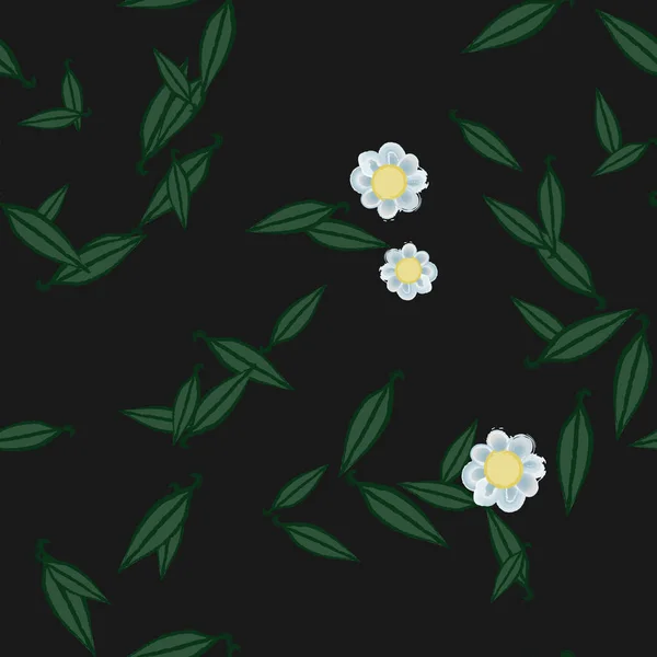 Flores Con Hojas Fondo Sin Costuras Ilustración Vectorial — Vector de stock