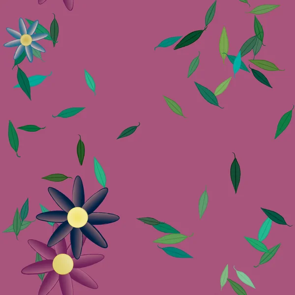 Blommor Kronblad Med Blad Sömlös Bakgrund Vektor Illustration — Stock vektor