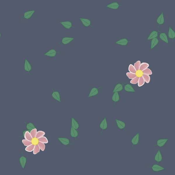 Fleurs Avec Feuilles Fond Sans Couture Illustration Vectorielle — Image vectorielle