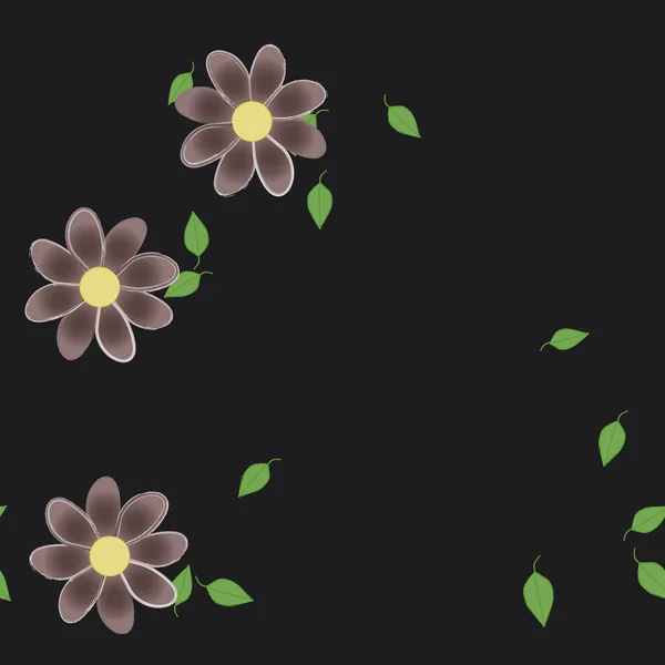 Flores Con Hojas Fondo Sin Costuras Ilustración Vectorial — Vector de stock