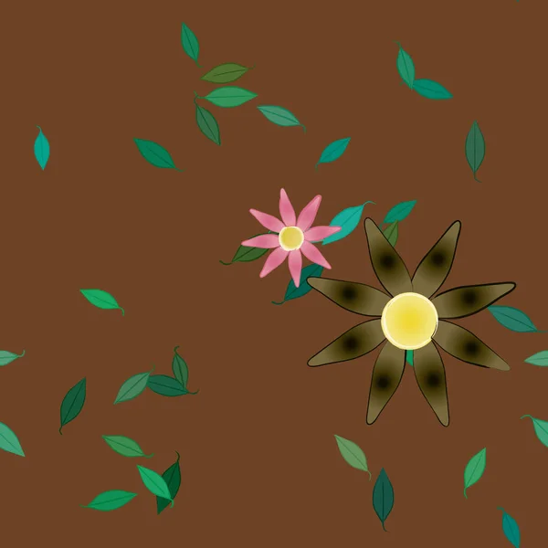 Vector Illustratie Van Zomerbloemen Bloemblaadjes Met Bladeren Bloemen Achtergrond — Stockvector