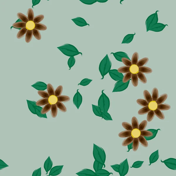 Flores Pétalos Con Hojas Fondo Sin Costuras Vector Ilustración — Vector de stock