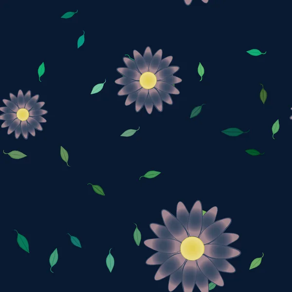 Illustration Vectorielle Pétales Fleurs Été Avec Feuilles Fond Botanique — Image vectorielle