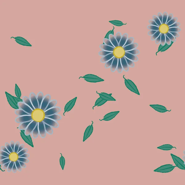 Flores Con Hojas Fondo Sin Costuras Ilustración Vectorial — Vector de stock