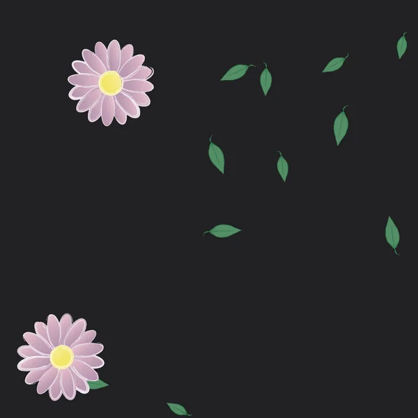 Blumen Mit Blättern Nahtloser Hintergrund Vektorillustration — Stockvektor