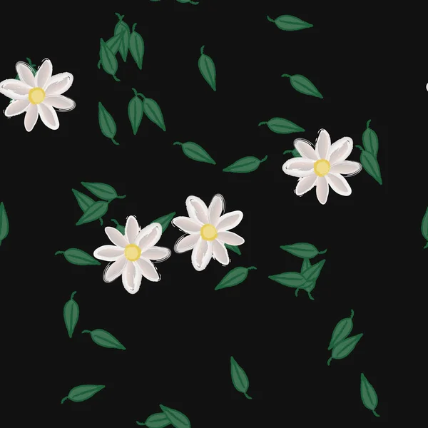 Пелюстки Квітів Листям Безшовний Фон Векторні Ілюстрації — стоковий вектор
