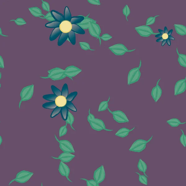 Fleurs Avec Feuilles Fond Sans Couture Illustration Vectorielle — Image vectorielle