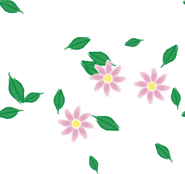 Bloemen Met Bladeren Naadloze Achtergrond Vector Illustratie — Stockvector