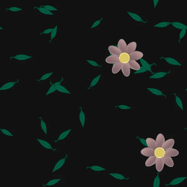 Blumen Mit Blättern Nahtloser Hintergrund Vektorillustration — Stockvektor