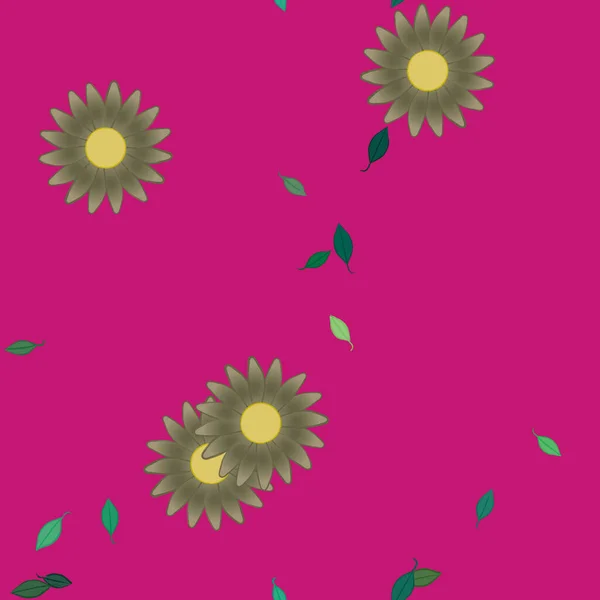 Flores Con Hojas Fondo Sin Costuras Ilustración Vectorial — Vector de stock