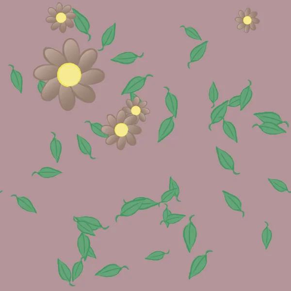 Flores Con Hojas Fondo Sin Costuras Ilustración Vectorial — Vector de stock