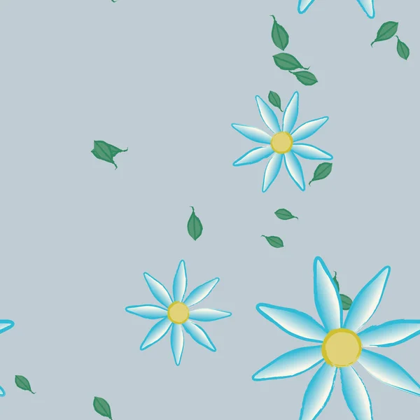 Flores Con Hojas Fondo Sin Costuras Ilustración Vectorial — Vector de stock