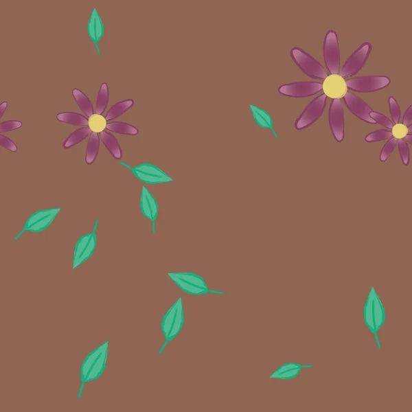 Flores Con Hojas Fondo Sin Costuras Ilustración Vectorial — Archivo Imágenes Vectoriales