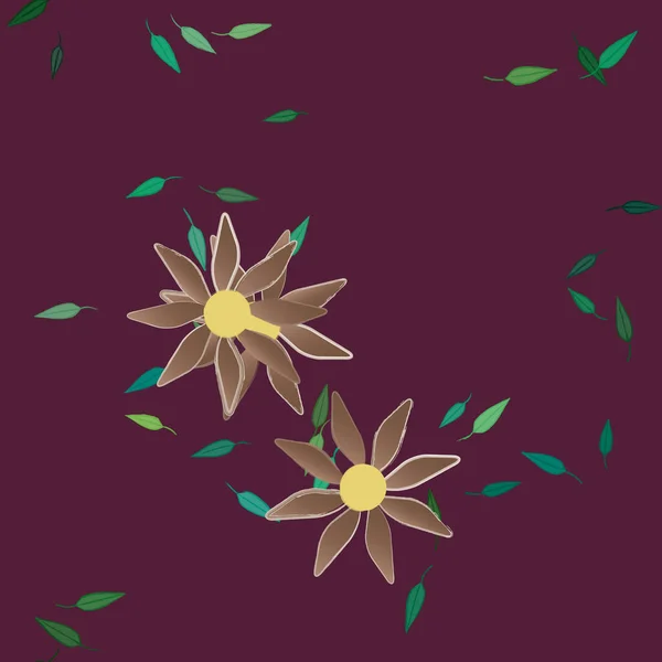 Illustration Vectorielle Fleurs Été Pétales Avec Feuilles Fond Floral — Image vectorielle