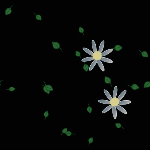 Blumen Mit Blättern Nahtloser Hintergrund Vektorillustration — Stockvektor