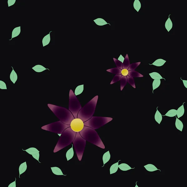 Flores Con Hojas Fondo Sin Costuras Ilustración Vectorial — Vector de stock