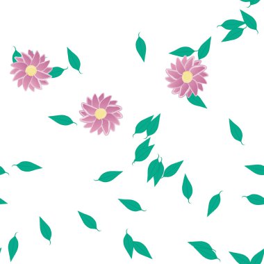 Yapraksız arkaplanı olan çiçek yaprakları, vektör illüstrasyonu