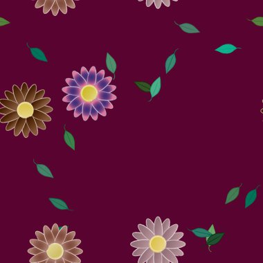 Yapraklı çiçek yapraklarının vektör çizimi, çiçek arkaplanı