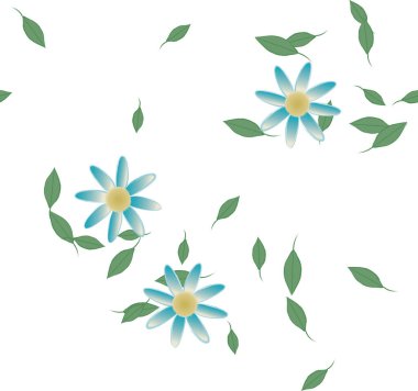 Yapraklı yaz çiçekleri, arka plan, vektör illüstrasyonu