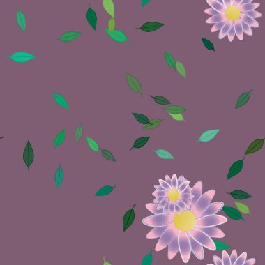 Yapraklı çiçek yapraklarının vektör çizimi, botanik arka plan