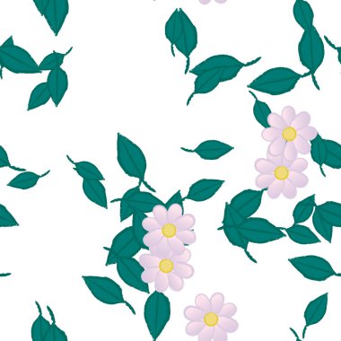 Yapraklı çiçek yapraklarının vektör çizimi, botanik arka plan