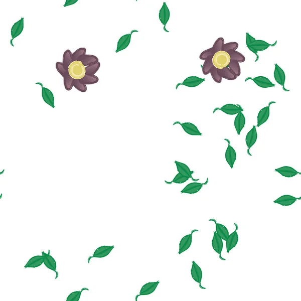 Illustration Vectorielle Pétales Fleurs Été Avec Feuilles Fond Botanique — Image vectorielle