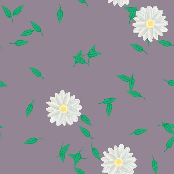 Fleurs Été Pétales Avec Feuilles Fond Illustration Vectorielle — Image vectorielle
