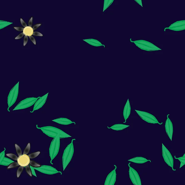 Flores Con Hojas Fondo Sin Costuras Ilustración Vectorial — Vector de stock