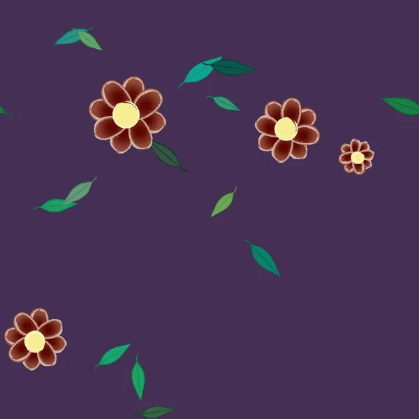 Flores Con Hojas Fondo Sin Costuras Ilustración Vectorial — Vector de stock