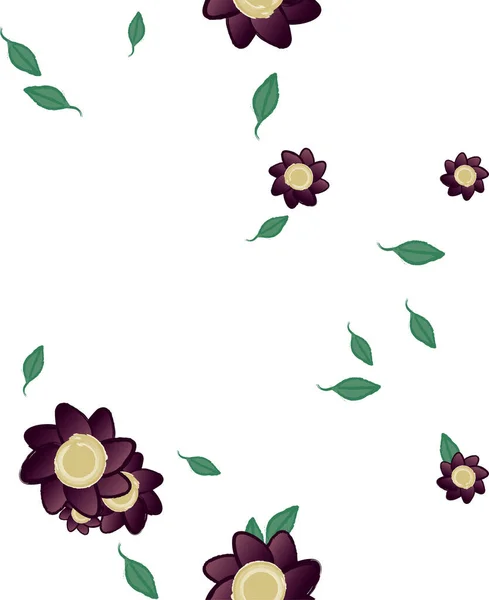 Flores Con Hojas Fondo Sin Costuras Ilustración Vectorial — Vector de stock