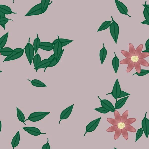 Fleurs Avec Feuilles Fond Sans Couture Illustration Vectorielle — Image vectorielle