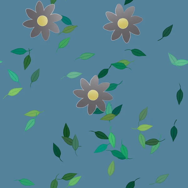 Illustration Vectorielle Pétales Fleurs Été Avec Feuilles Fond Botanique — Image vectorielle