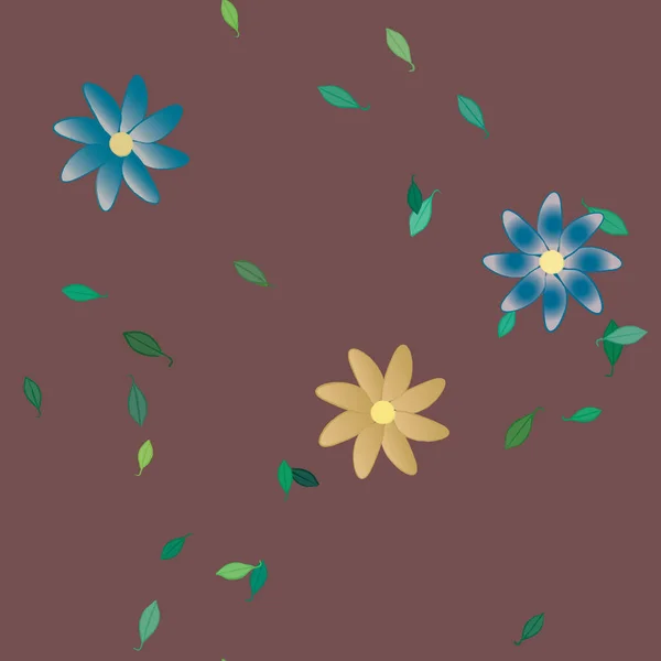 Fleurs Avec Feuilles Fond Sans Couture Illustration Vectorielle — Image vectorielle