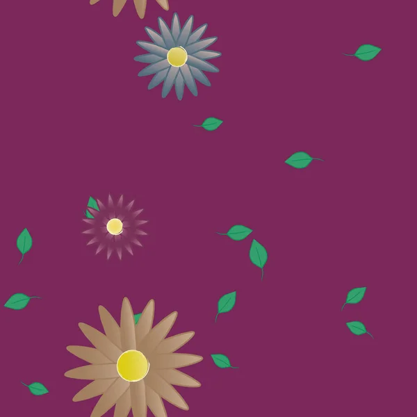 Flores Con Hojas Fondo Sin Costuras Ilustración Vectorial — Vector de stock