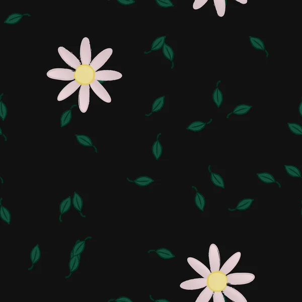 Fleurs Avec Feuilles Fond Sans Couture Illustration Vectorielle — Image vectorielle