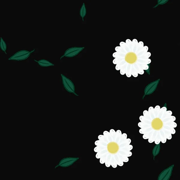 Blumen Mit Blättern Nahtloser Hintergrund Vektorillustration — Stockvektor