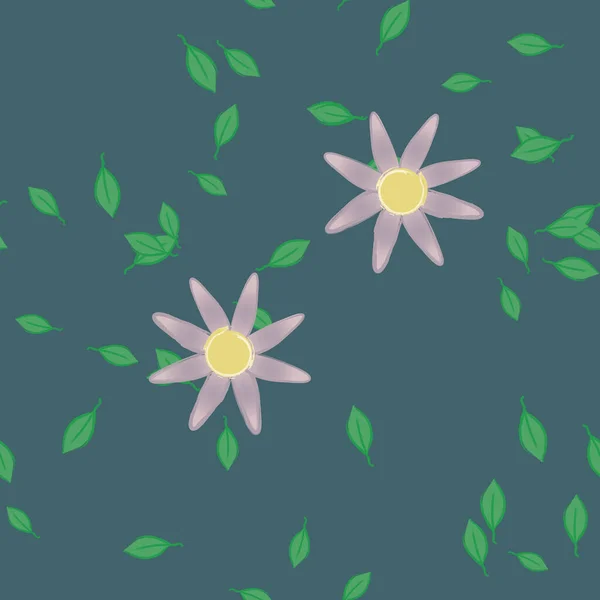 Fleurs Avec Feuilles Fond Sans Couture Illustration Vectorielle — Image vectorielle