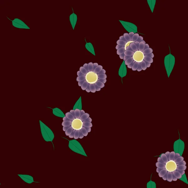 Flores Con Hojas Fondo Sin Costuras Ilustración Vectorial — Vector de stock