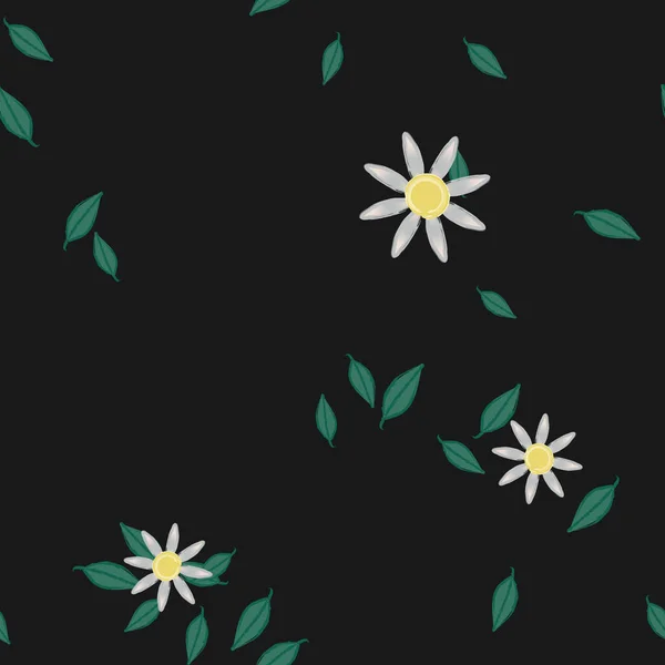 Fleurs Avec Feuilles Fond Sans Couture Illustration Vectorielle — Image vectorielle