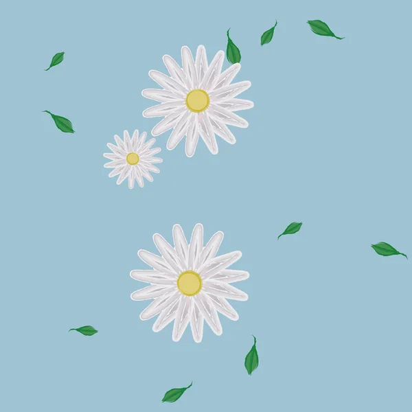 Blumen Mit Blättern Nahtloser Hintergrund Vektorillustration — Stockvektor