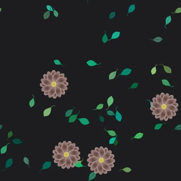 Blumen Mit Blättern Nahtloser Hintergrund Vektorillustration — Stockvektor