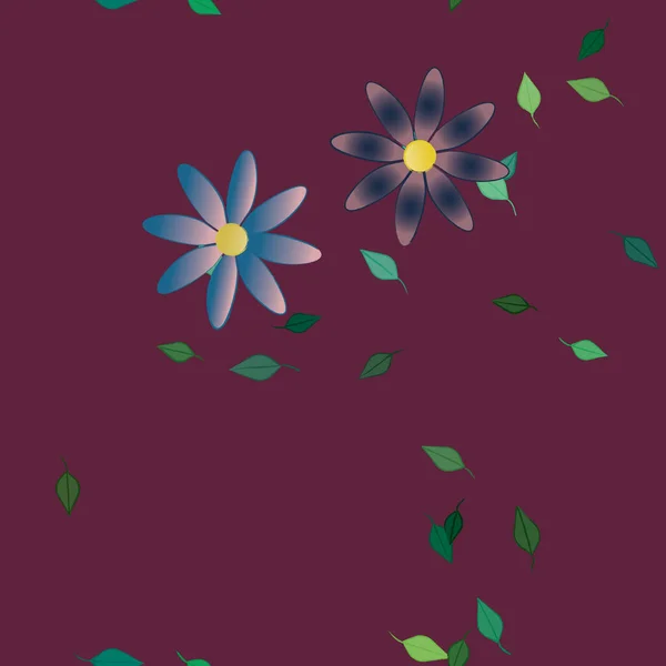 Fleurs Avec Feuilles Fond Sans Couture Illustration Vectorielle — Image vectorielle