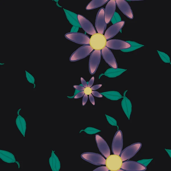 Flores Con Hojas Fondo Sin Costuras Ilustración Vectorial — Vector de stock