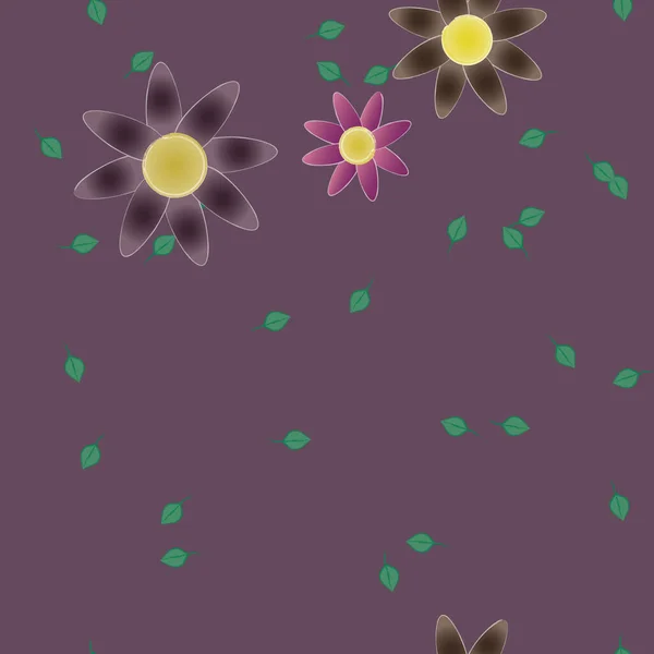 Flores Con Hojas Fondo Sin Costuras Ilustración Vectorial — Vector de stock