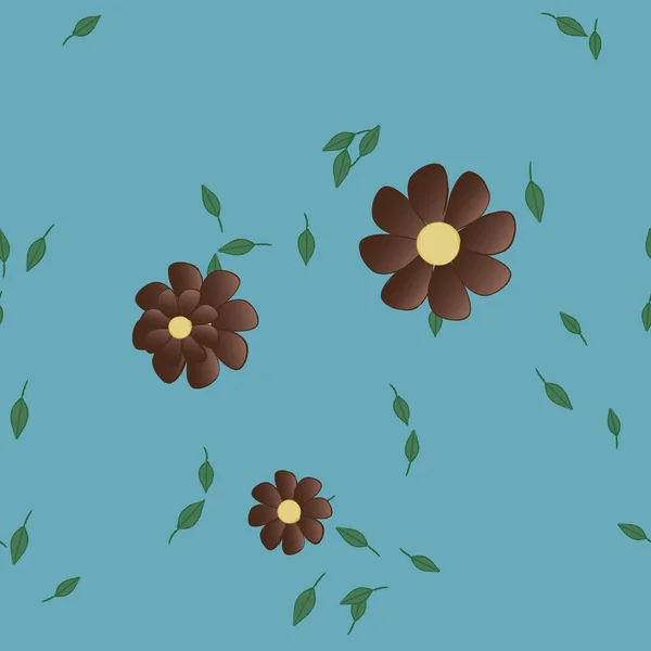 Flores Verano Pétalos Con Hojas Fondo Vector Ilustración — Vector de stock