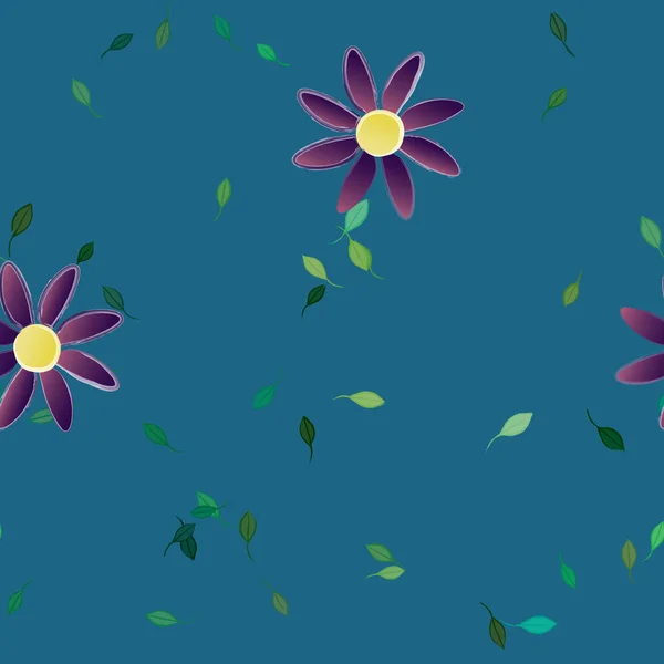 Blumen Mit Blättern Nahtloser Hintergrund Vektorillustration — Stockvektor