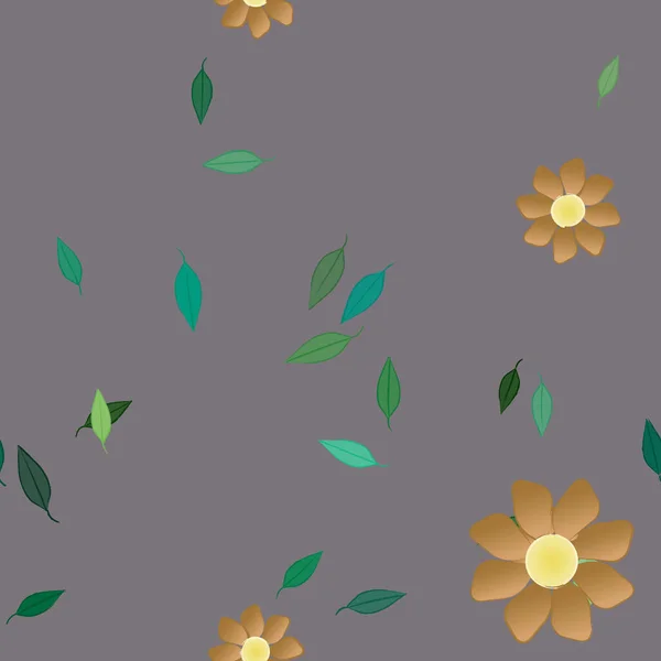 Flores Con Hojas Fondo Sin Costuras Ilustración Vectorial — Vector de stock